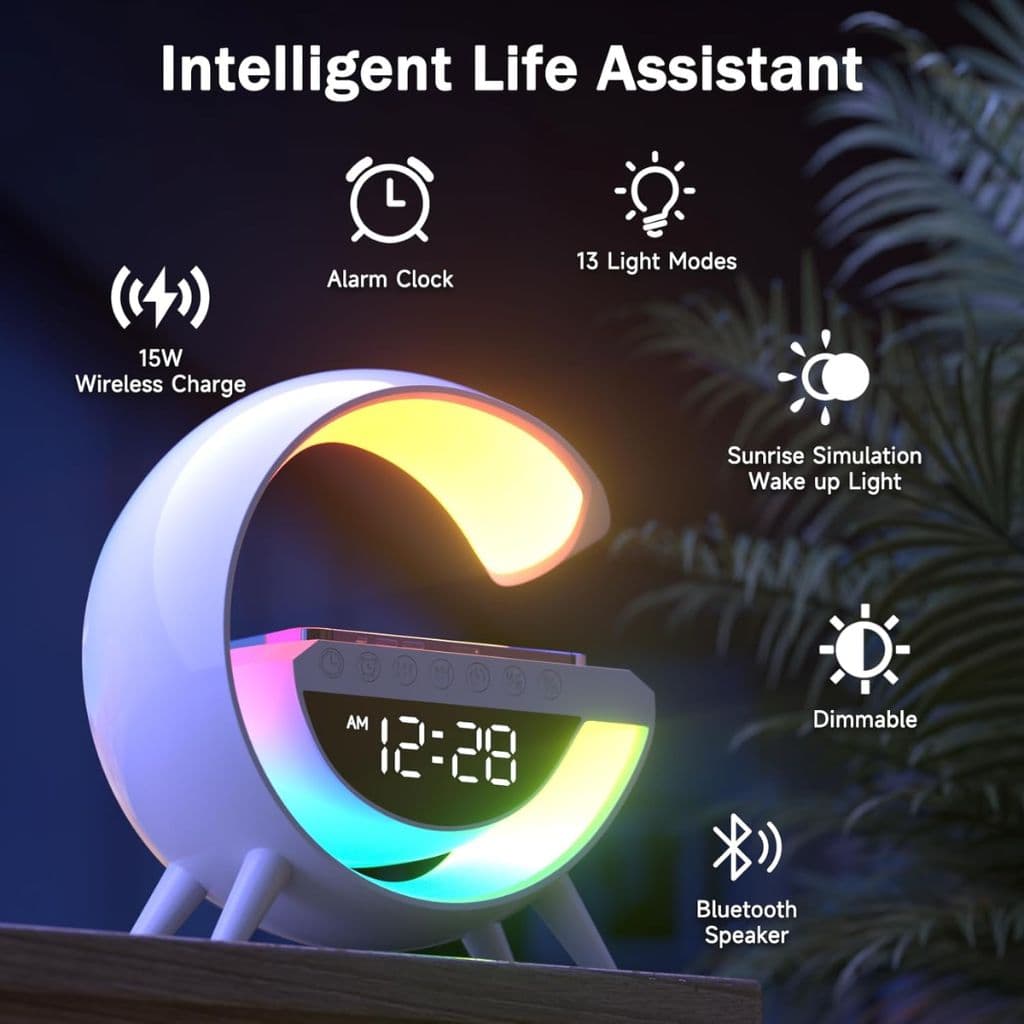 Lampe d'Ambiance LED avec Chargeur Sans Fil et Enceinte Bluetooth - مصباح مع شاحن لاسلكي ومكبر صوت بلوتوث - Électronique - صورة 7