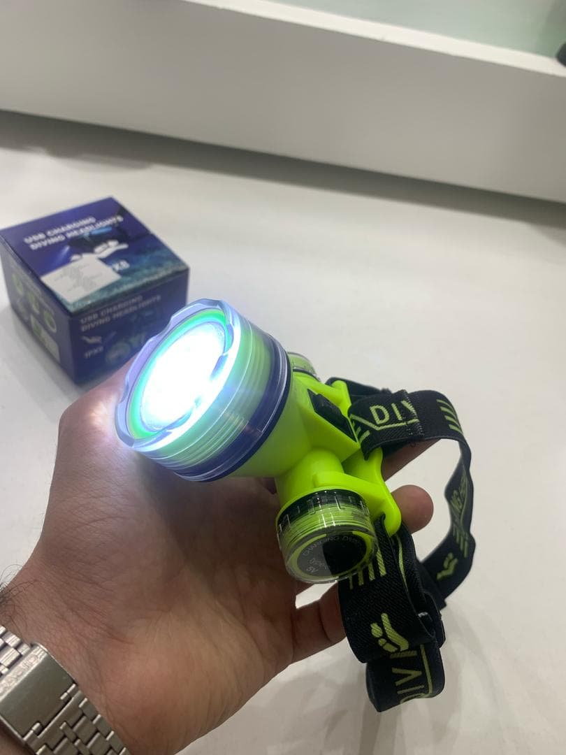 Lampe Frontale de Plongée Étanche et Rechargeable – مصباح غطس - Électronique - صورة حقيقية 9
