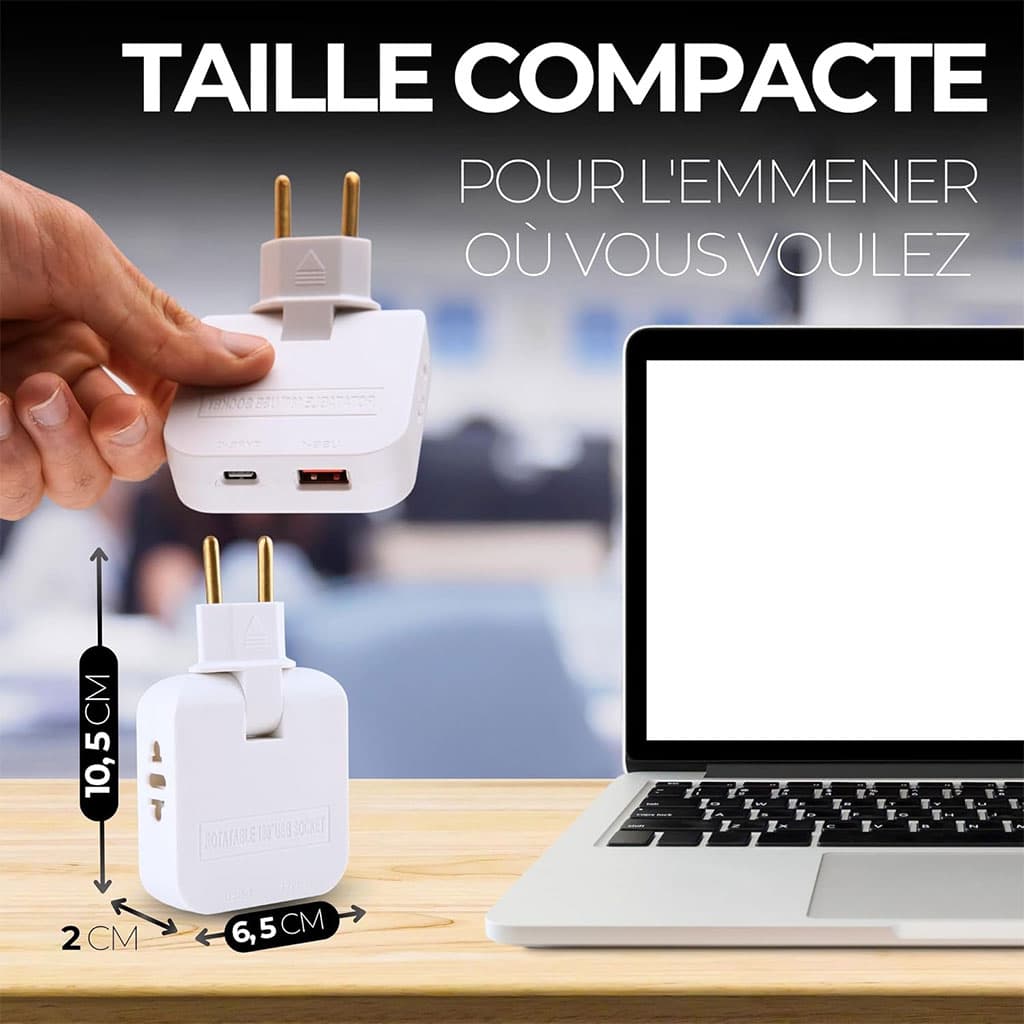 Pack 2 Multiprise Murale Plate Derrière Meuble avec USB – مقبس طاقة - Électronique - صورة 3