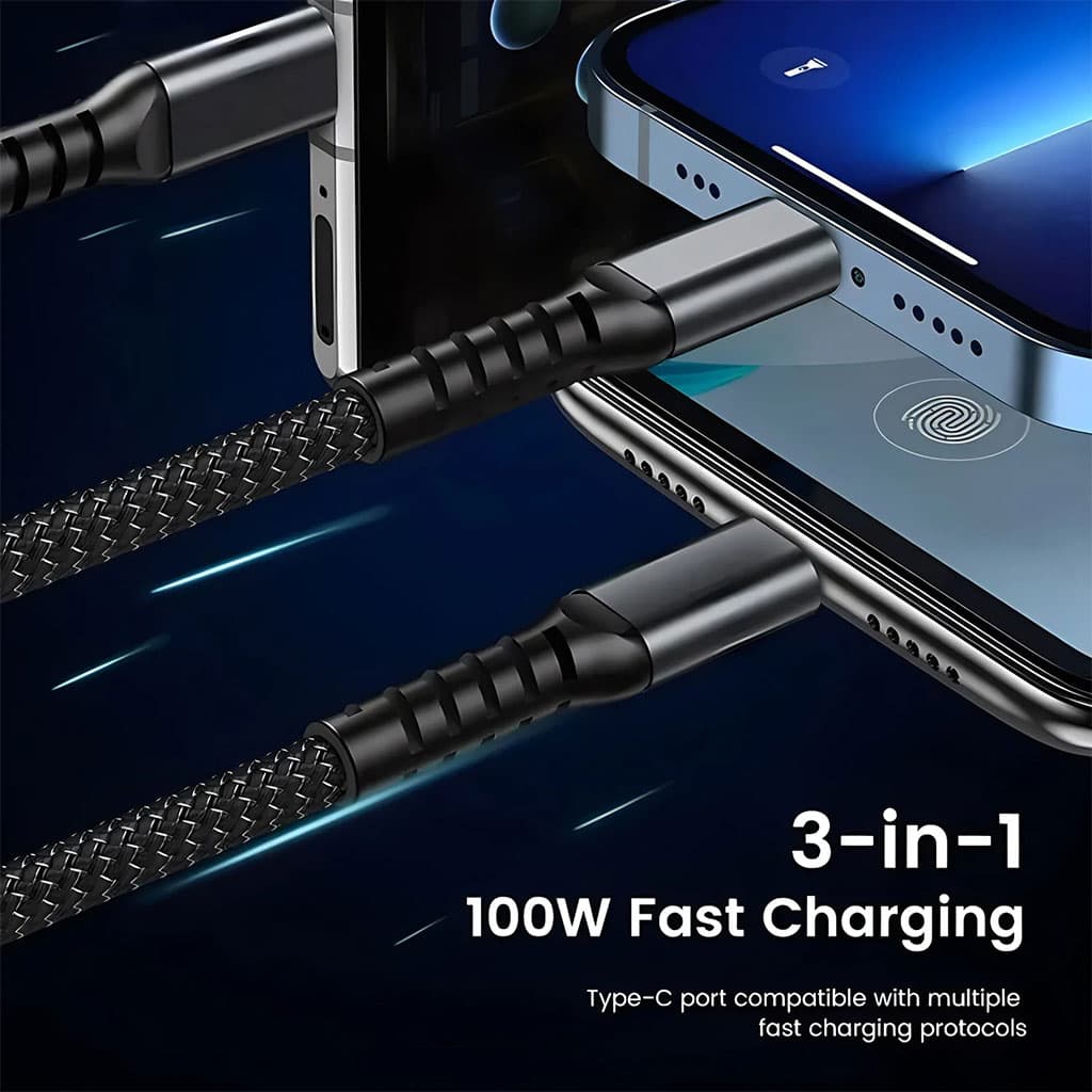 Câble USB 3en1 100W Charge rapide pour tout Type de Smartphone – كابل شحن سريع - Électronique - صورة 6
