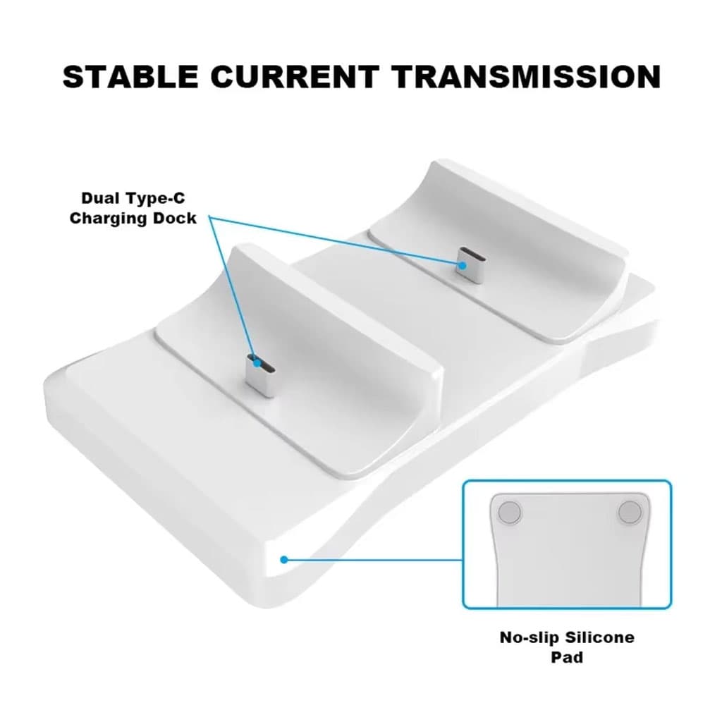 Station de charge sans fil Type C Double Chargeur pour Manette PS5 – شاحن يد التحكم - Jouet & Gaming - صورة 2