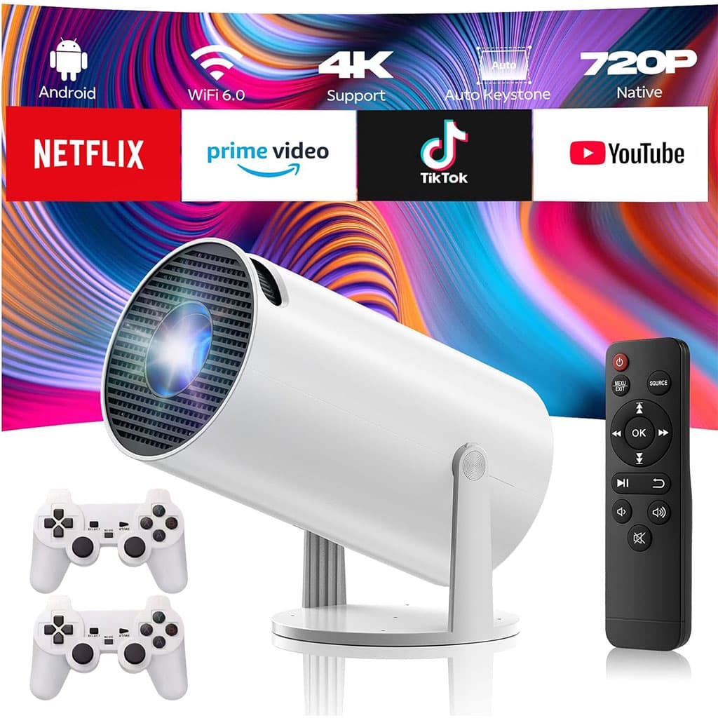 Projecteur de Jeux Intelligent a Haute Résolution avec Deux Manettes – مشغل ألعاب وجهاز عرض على الحائط - Électronique - صورة 1