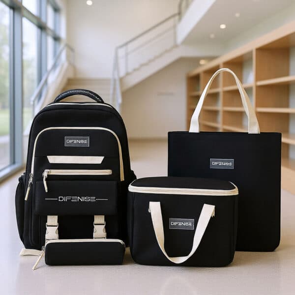 Ensemble de sac à dos kawaii 4Pcs avec porte manger isotherme noir – طقم محفظة مع حقيبة حفظ الطعام - Sac à dos et Mode - صورة 3
