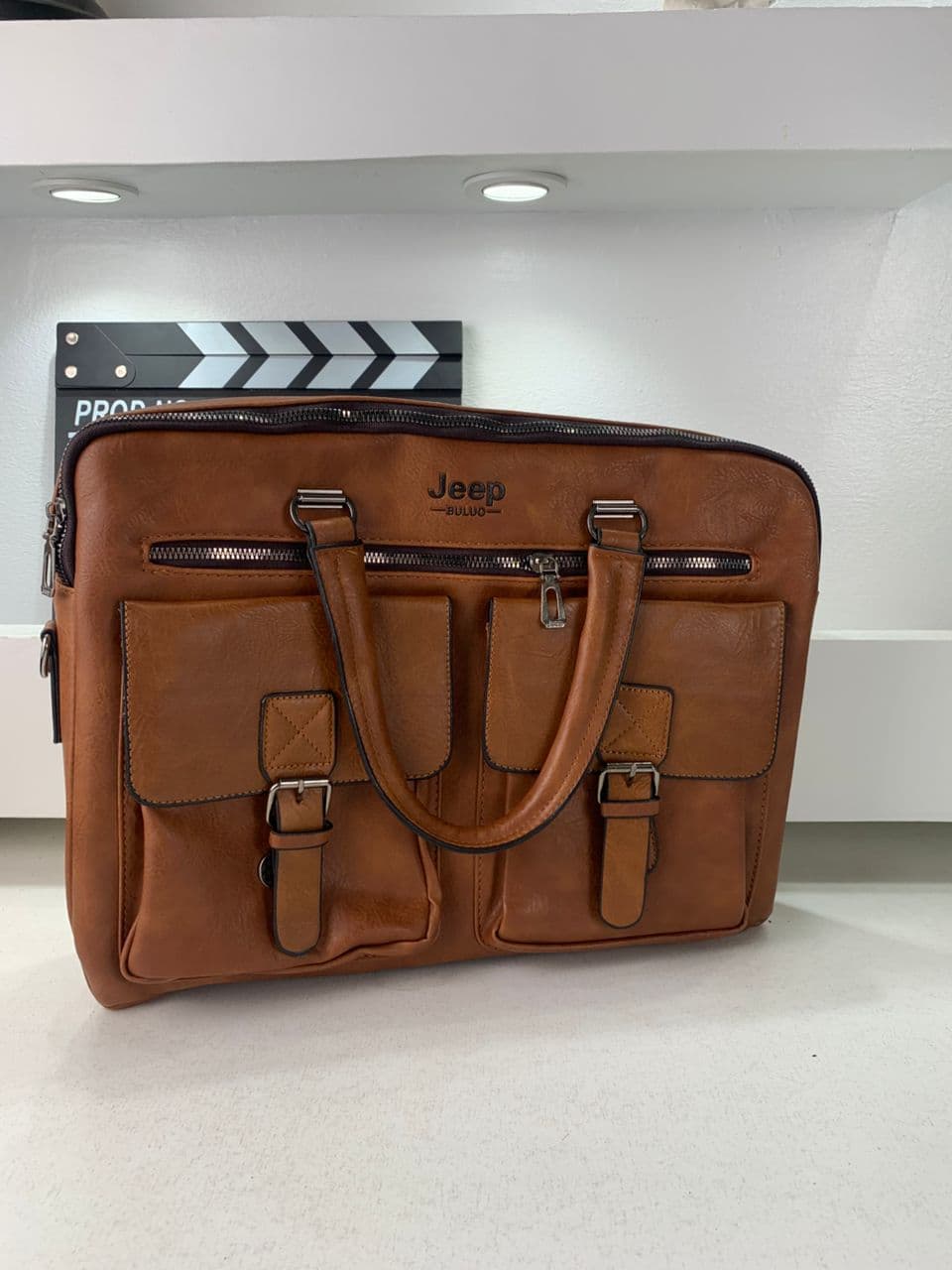 Cartable Homme en Simili Cuir Design Élégant Jeep Marron – حقيبة جلدية لون بني - Sac à dos et Mode - صورة حقيقية 5