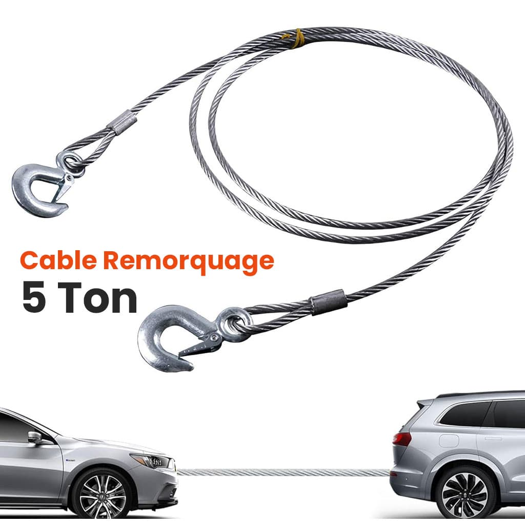 Cable de remorquage 5ton avec fil d’acier de qualité supérieure – كابل جر العربات - Accessoires Auto/Moto - صورة 1