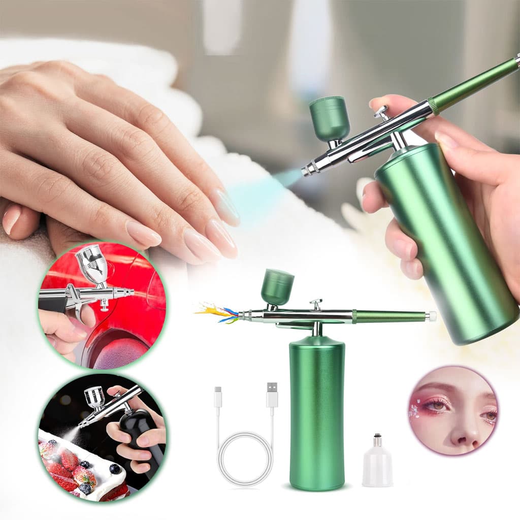 Kit aérographe avec compresseur intégré rechargeable pour nail arts et décoration – جهاز رسم وتزيين - Soins et Beauté - صورة 1