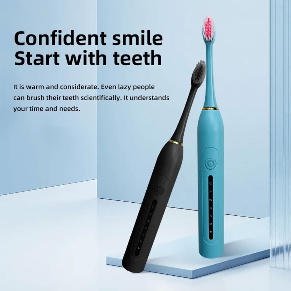 Brosse à Dents Électrique 4 Têtes Incluses Rechargeable et Étanche IPX7 – فرشاة أسنان كهربائية بأربعة رؤوس - Soins et Beauté - صورة 3