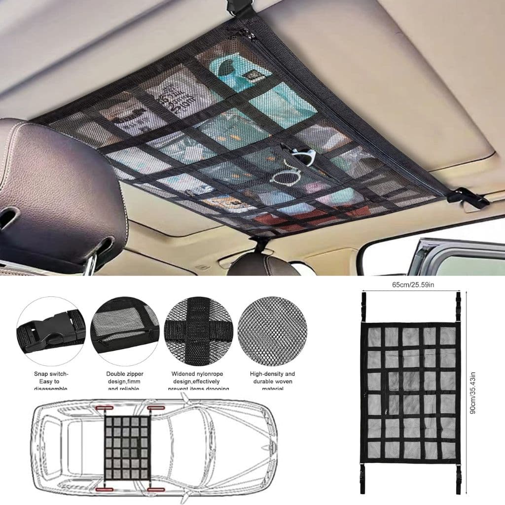 Filet de Rangement pour Toit Voiture Intérieur – منظم أغراض في سقف السيارة - Accessoires Auto/Moto - صورة 1