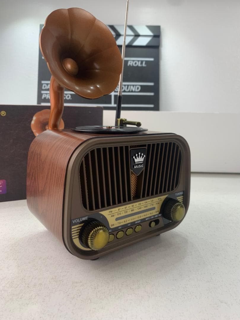 Radio rétro sans fil Bluetooth FM AM SW avec USB TF MD-1319BT – مكبر صوت بلوتوث على شكل راديو - Décoration - صورة حقيقية 9