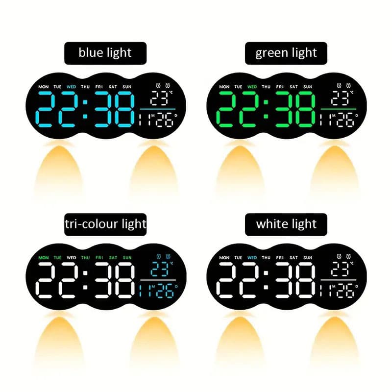 Horloge murale numérique à LED avec télécommande YX-2808 – ساعة حائط مع إضاءة مدمجة - Décoration - صورة 7