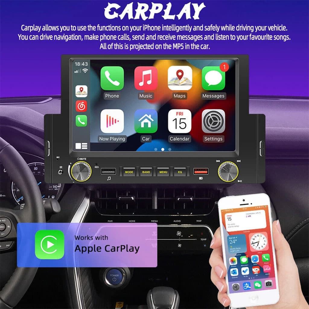 Autoradio à écran tactile avec Apple CarPlayer Android Auto et GPS Intégré – جهاز راديو للسيارة - Accessoires Auto/Moto - صورة 2