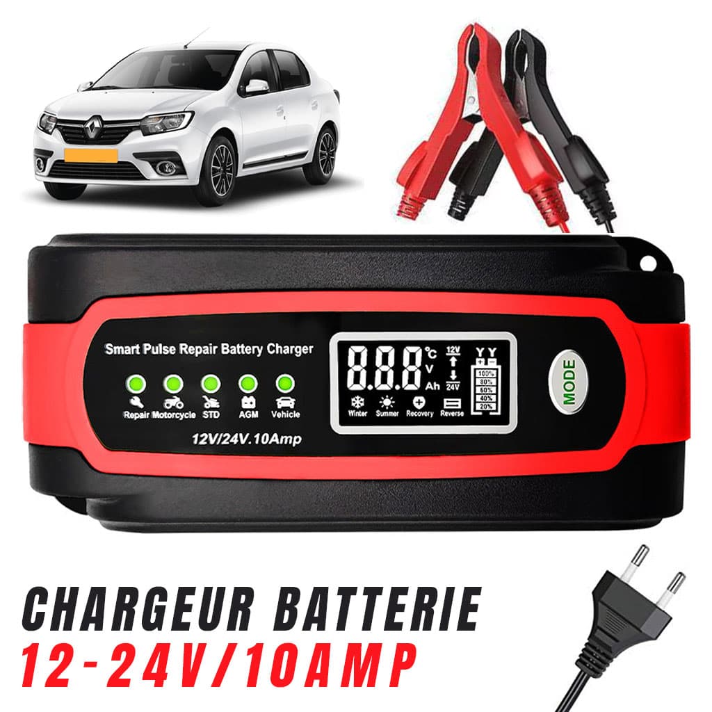 Chargeur de batterie voiture automatique intelligent 12-12v.10Amp – شاحن بطارية للسيارات - Accessoires Auto/Moto - صورة 1