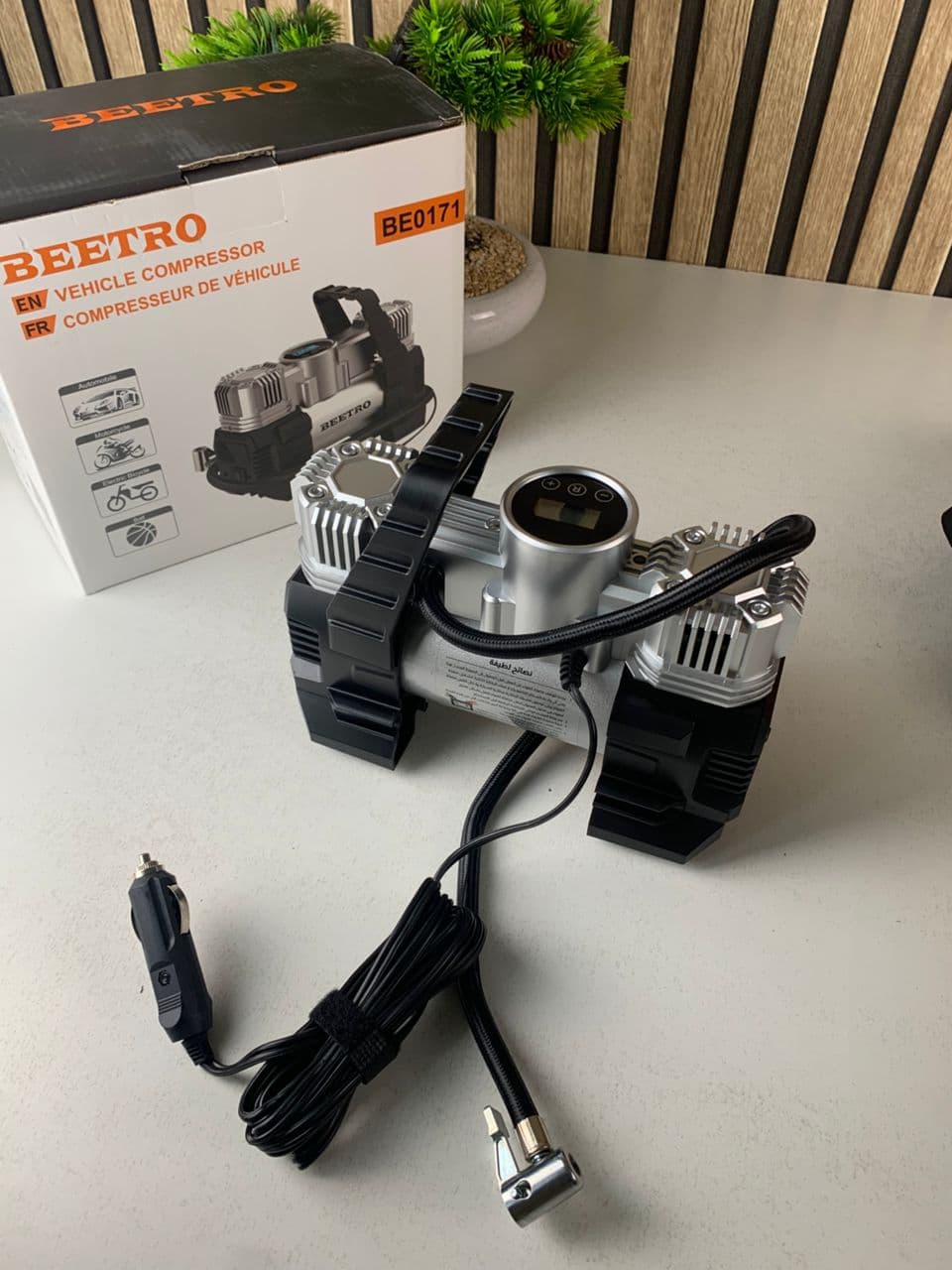 Compresseur de voiture à double piston écran LCD 180W 150psi BE0171 – جهاز ضغط العجلات للسياراة - Accessoires Auto/Moto - صورة حقيقية 9