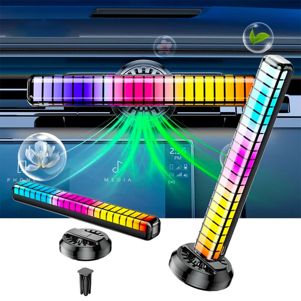 Lampe d’ambiance musicale pour voiture avec humidificateur RGB 1Pcs – مصباح موسيقي للسيارة مع معطر جو - Accessoires Auto/Moto - صورة 1