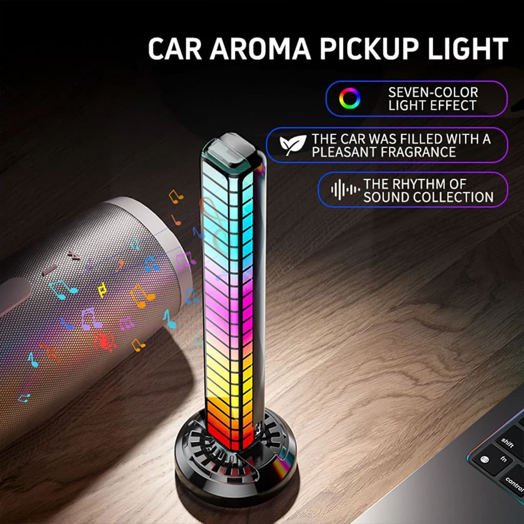 Lampe d’ambiance musicale pour voiture avec humidificateur RGB 1Pcs – مصباح موسيقي للسيارة مع معطر جو - Accessoires Auto/Moto - صورة 2