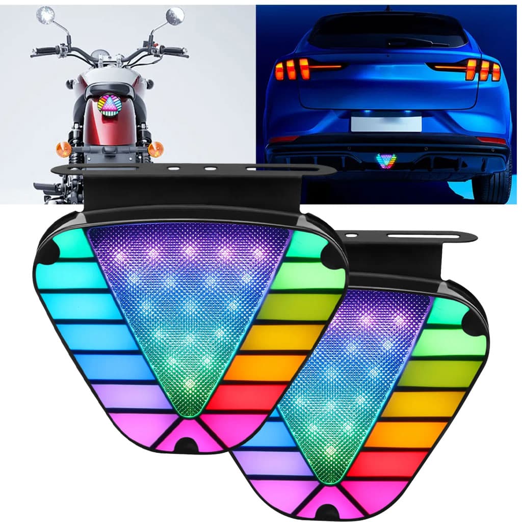 Feu arrière clignotant triangulaire à LED multicolore 2PCS – مصباح إشارة متعدد الألوان - Accessoires Auto/Moto - صورة 1