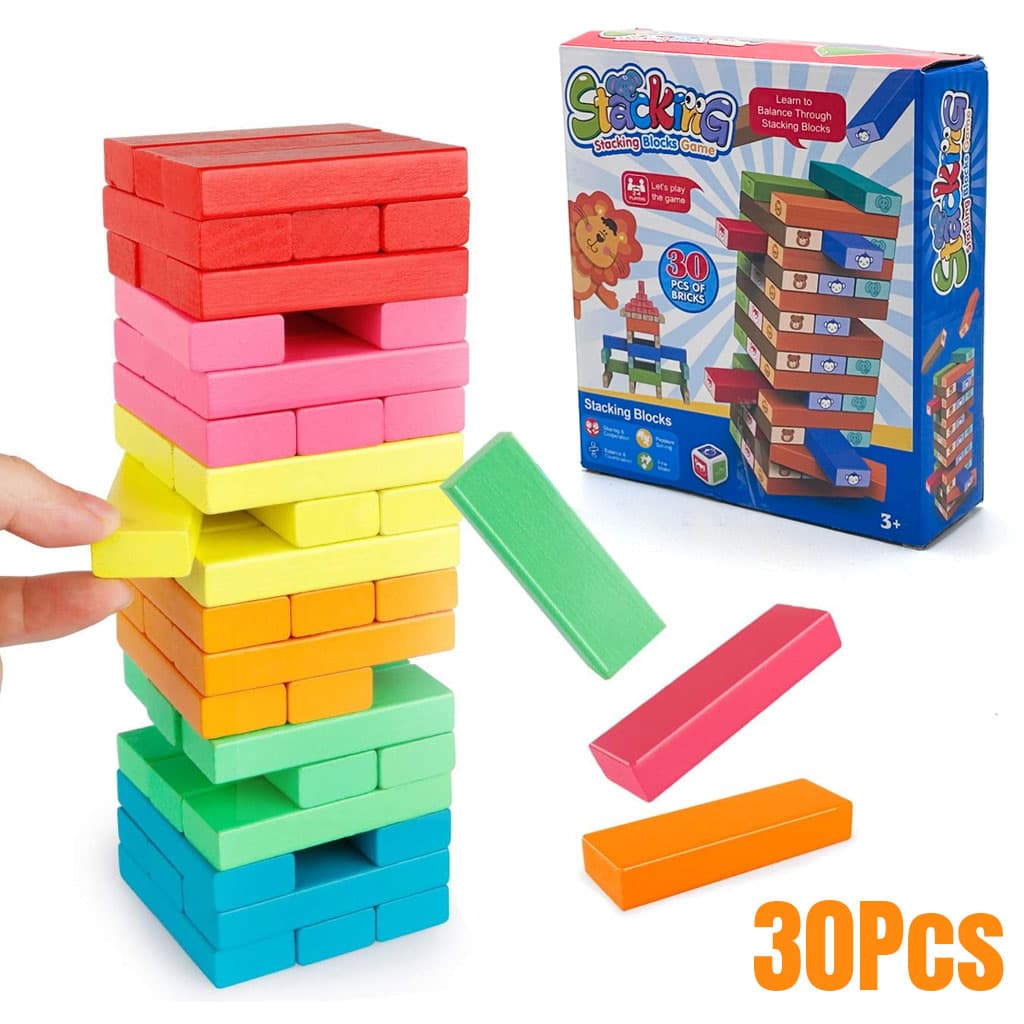 Jeu de blocs de construction colorés à faire tomber 30pcs - لعبة هدم الأبراج - Jouet & Gaming - صورة 1
