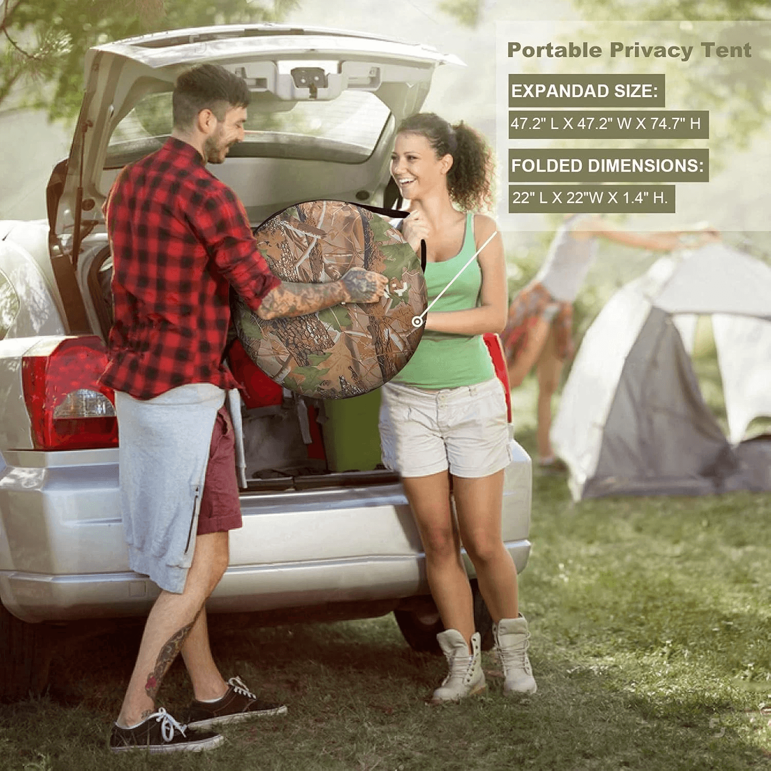 Tente de change pliable protection UPF 50+ et imperméable, 120 x 120 x 190 cm, camouflage - خيمة تغيير الملابس قابلة للطي - Camping et Randonnée - صورة 7
