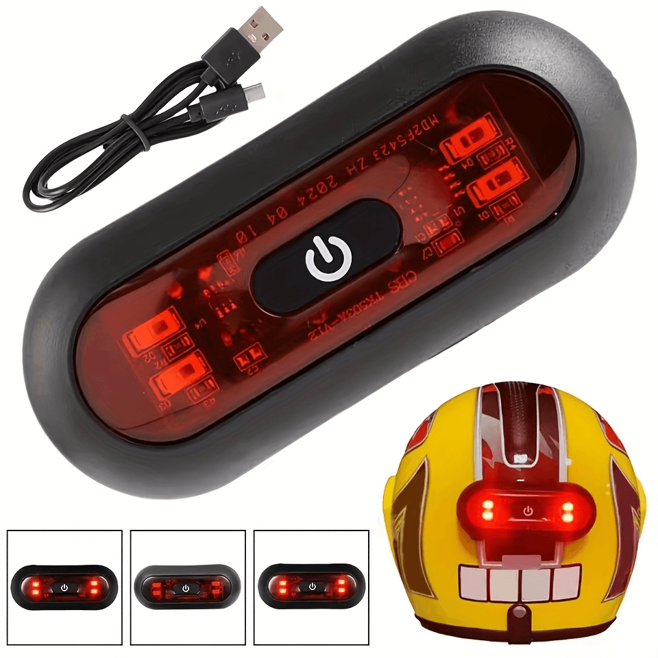 Feu arrière LED intelligent pour casque - مصباح تحذيري خلفي للخوذة للدراجات النارية - Accessoires Auto/Moto - صورة 1
