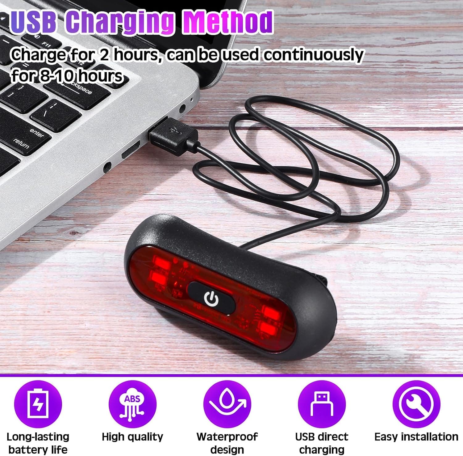 Feu arrière LED intelligent pour casque - مصباح تحذيري خلفي للخوذة للدراجات النارية - Accessoires Auto/Moto - صورة 5