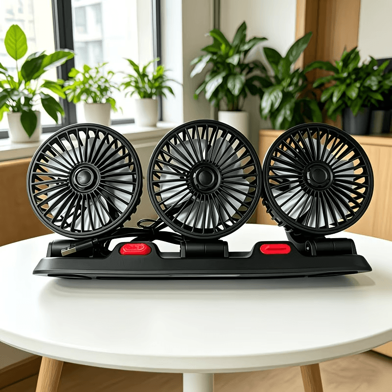 Ventilateur de Voiture USB Haute Vitesse 360° Réglable 3 Têtes 12/ 24 V - مروحة سيارة قابلة للتعديل بزاوية 360 درجة بثلاثة رؤوس - Accessoires Auto/Moto - صورة 4