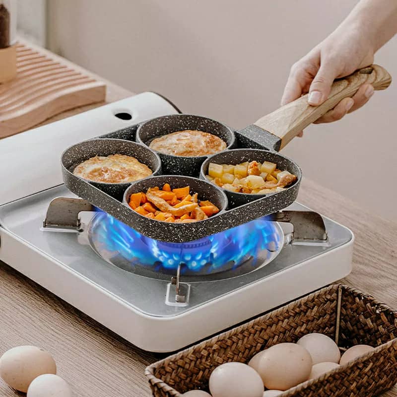 Poêle à crêpes et oeufs avec 4 trous en aluminium antiadhésive - Cuisine - صورة 2