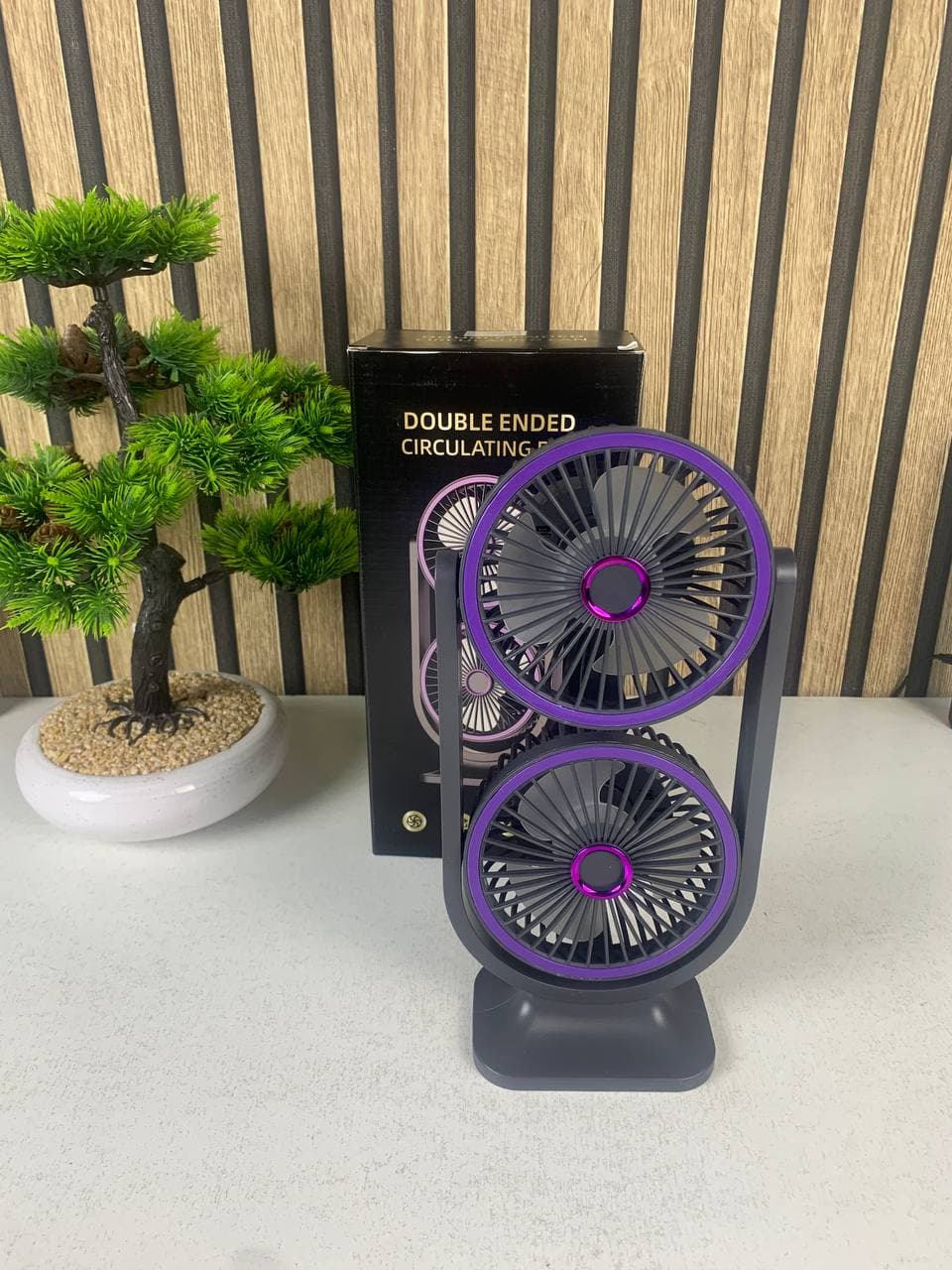Ventilateur de Bureau Double Tête Rechargeable USB - مروحة المكتب المكتبية المزدوجة بـ 3 سرعات - Vacance & Loisir - صورة حقيقية 13