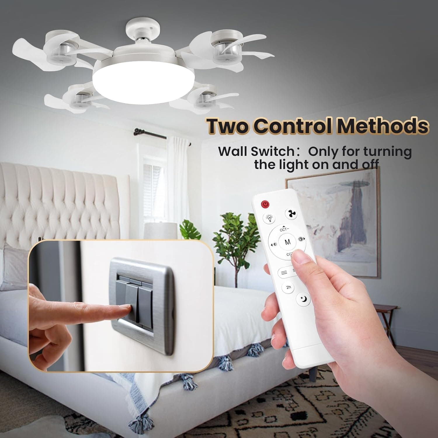 Ventilateur de Plafond LED Drone F4 avec Télécommande et Variateur - مروحة سقف ومصباح بتصميم الدرون مع ريموت كنترول - Produits de saison - صورة 4