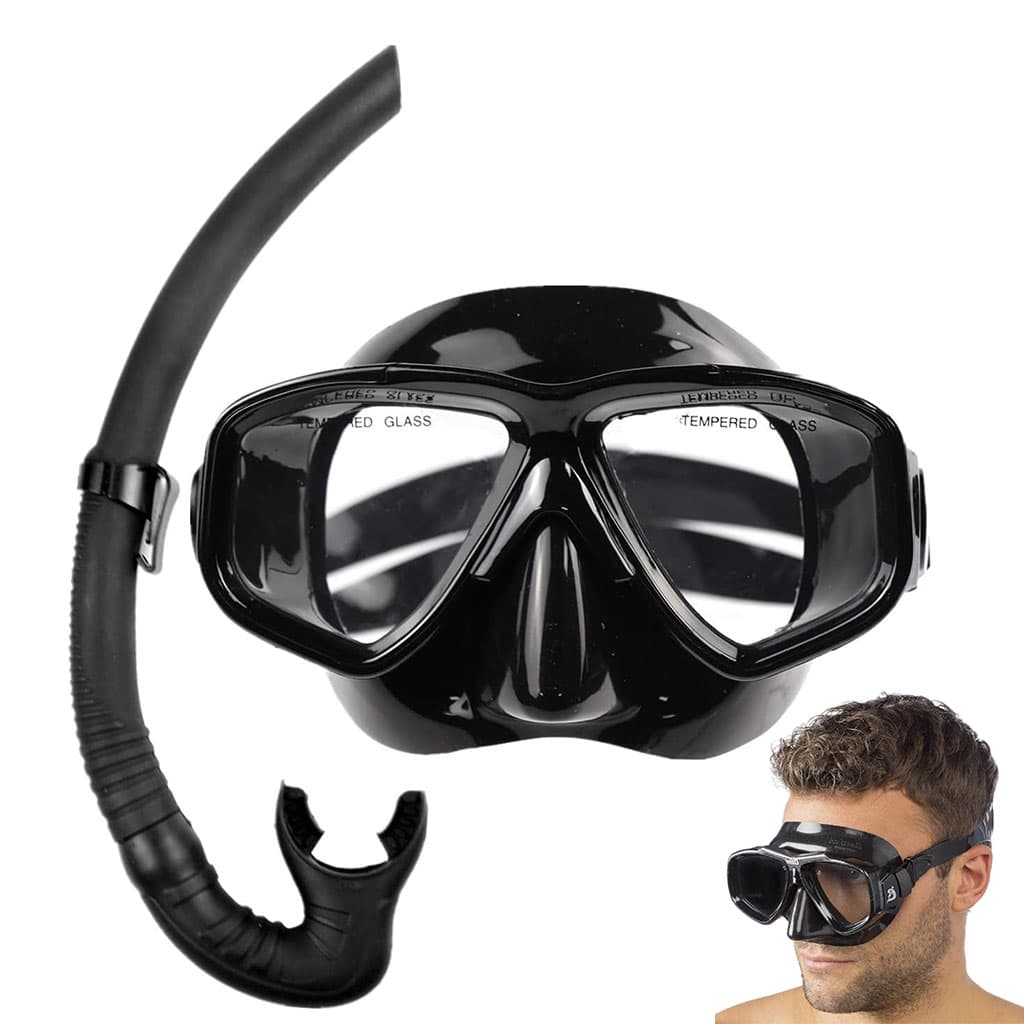 Kit de Snorkeling Masque en Verre Trempé Anti-Fuite et Tuba Flexible Grand Diamètre - طقم قناع الغوص أنبوب تنفس مرن - Produits de saison - صورة 1