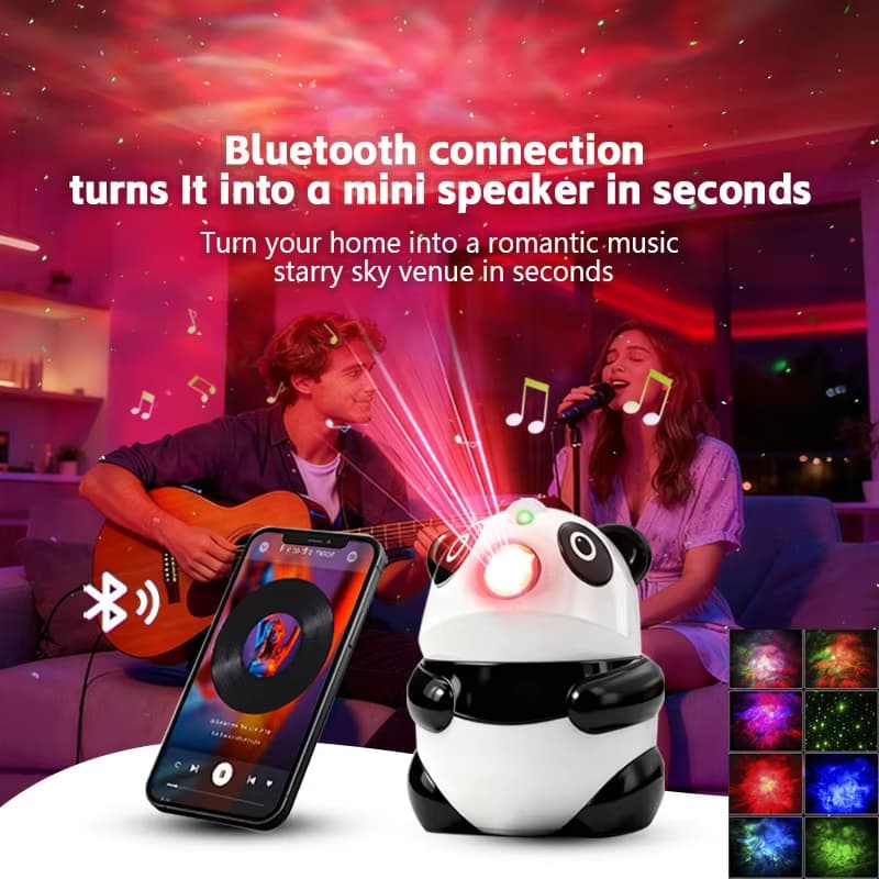 Projecteur de Galaxie et Veilleuse Panda Intelligente Bluetooth avec 15 Effets Lumineux - جهاز بروجكتر المجرات بشكل باندا مع مكبر صوت - Électronique - صورة 8