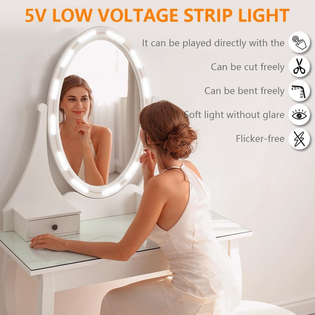 Kit d'Éclairage 10 LED pour Miroir de Maquillage Contrôle Tactile - أشرطة إضاءة مرآة الماكياج - Décoration - صورة 7