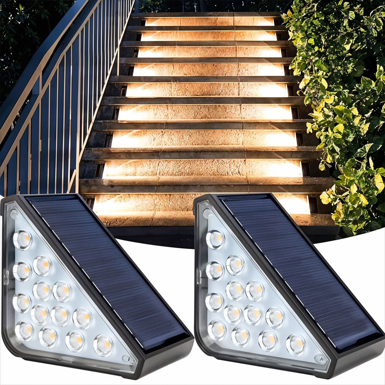 Éclairage Solaire pour Escaliers et Marches Extérieures Étanche IP67 - مصابيح السلالم والأدراج الشمسية الذكية المقاومة للماء - Décoration - صورة 1
