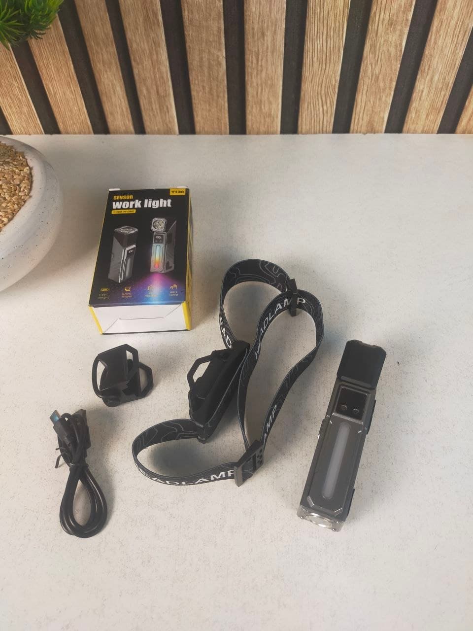 Lampe de Travail LED Multifonction T130 Éclairage Latéral RGB et Écran LCD - مصباح العمل الذكي متعدد الوظائف بمغناطيس - Camping et Randonnée - صورة حقيقية 14