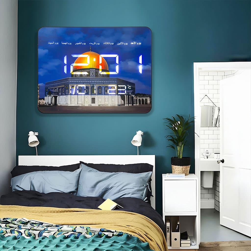 Horloge Murale LED Numérique Grand Format Affichage Multifonction Calendrier et Température - ساعة الحائط الرقمية مع مستشعر تعتيم تلقائي - Électronique - صورة 2