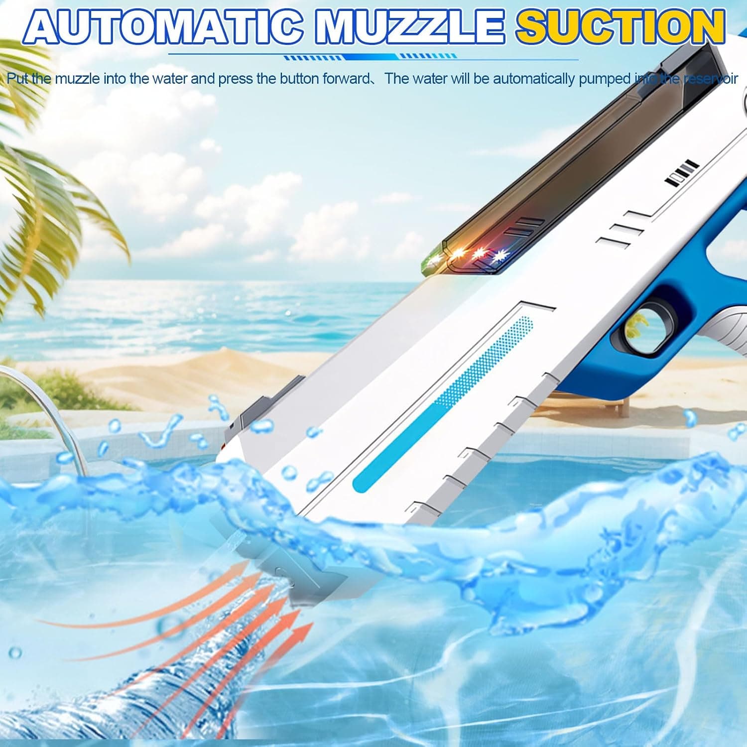 Pistolet à Eau Électrique Automatique Recharge Rapide Portée Longue Distance (8-10m) - مسدس الماء الكهربائي أوتوماتيكي التعبئة وبعيد المدى - Jouet & Gaming - صورة 2
