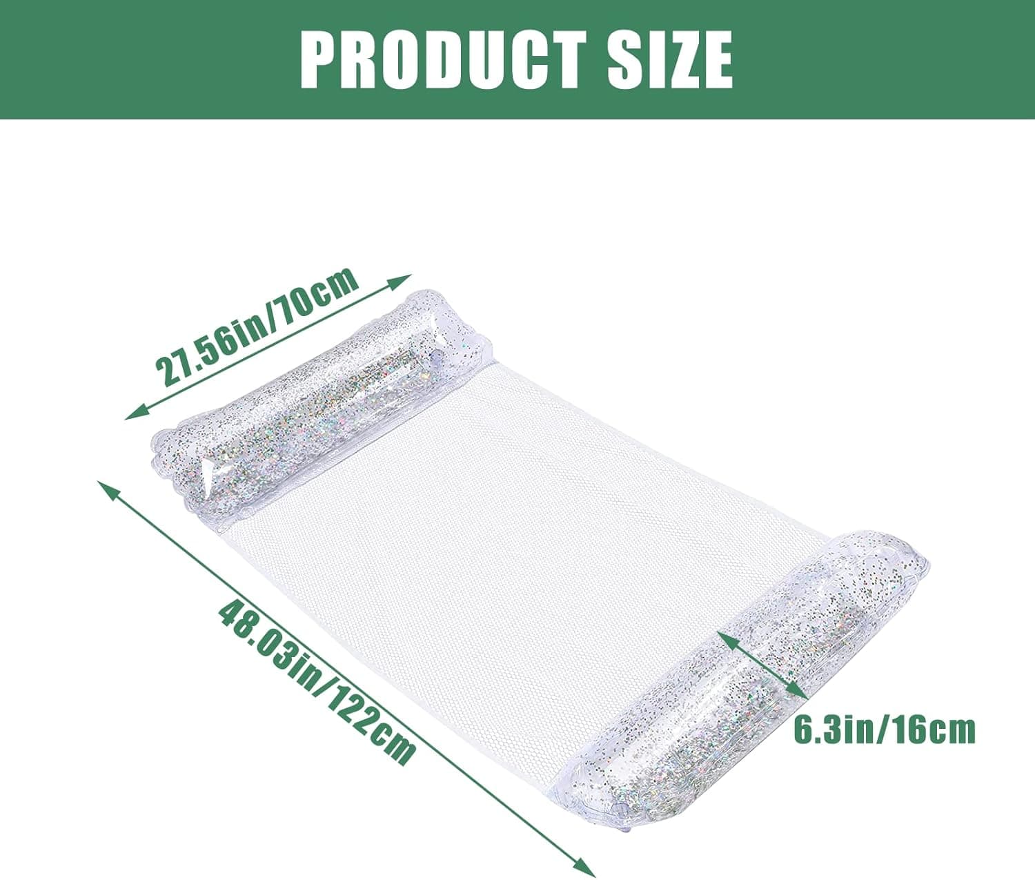 Hamac de Piscine Flottant Multifonction 4en1 Design Glitter, Confort Aquatique - أرجوحة المسبح العائمة والمريحة 4 في 1 بنسيج شبكي متين - Vacance & Loisir - صورة 9