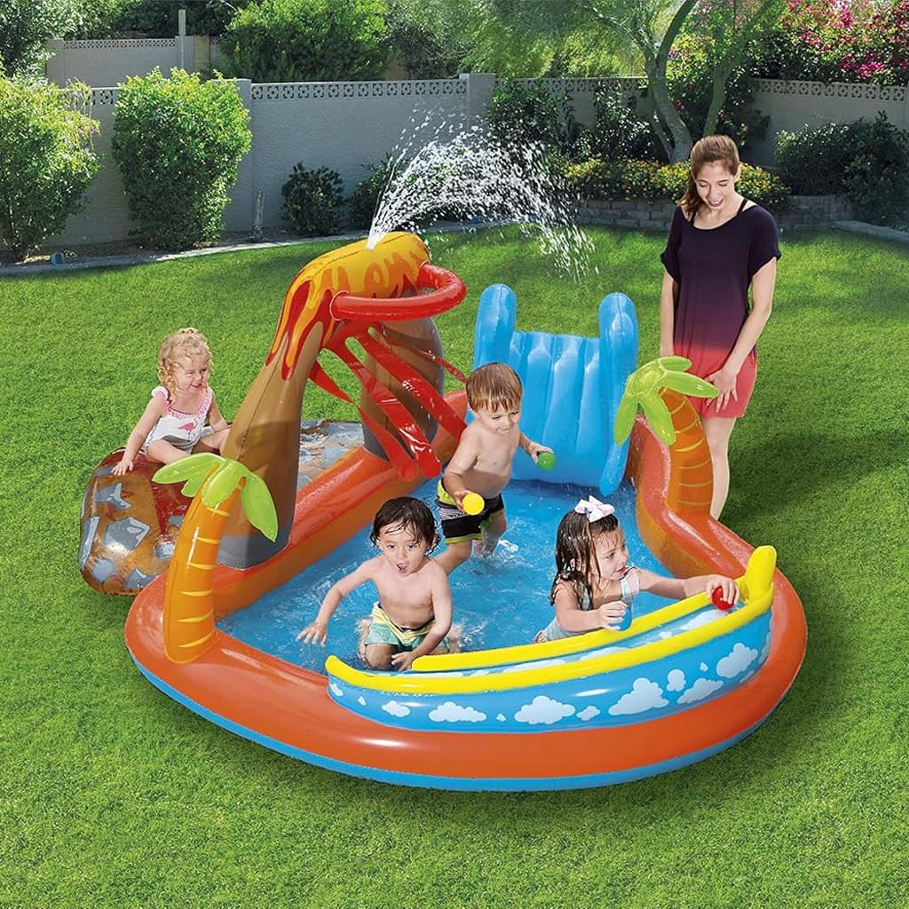 Air de Jeux Gonflable Bestway 53069 Lava Lagoon Toboggan Amovible et Fontaine à Eau - مركز الألعاب المائي المتكامل للأطفال - Vacance & Loisir - صورة 1
