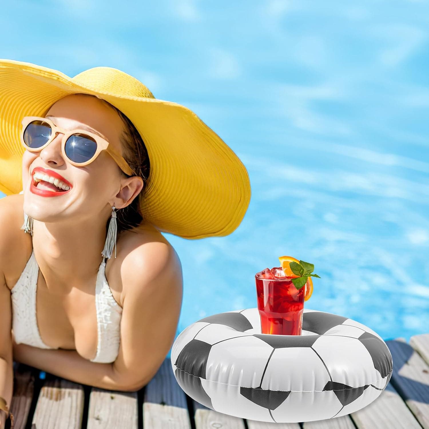 Porte-Gobelets Flottants Gonflables pour Piscine Design Amusant Matériau PVC - حامل أكواب مائي منفوخ للمسبح بتصاميم الفواكه - Camping et Randonnée - صورة 5