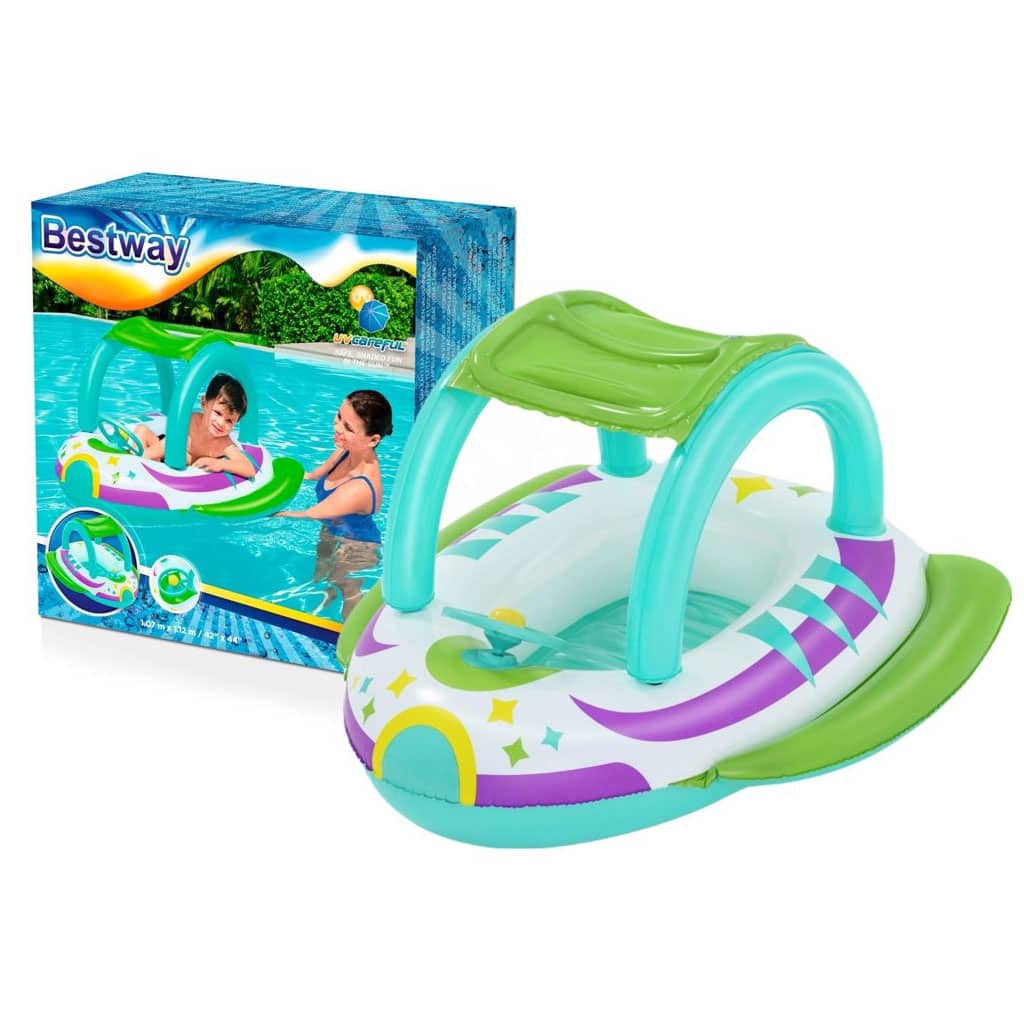 Bateau Gonflable pour Enfants Bestway Space Splash avec Pare-Soleil UV Amovible - قارب أطفال منفوخ بتصميم مركبة فضائية ومقود تفاعلي