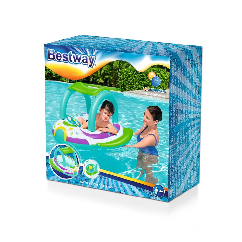 Bateau Gonflable pour Enfants Bestway Space Splash avec Pare-Soleil UV Amovible - قارب أطفال منفوخ بتصميم مركبة فضائية ومقود تفاعلي - Vacance & Loisir - صورة حقيقية 8