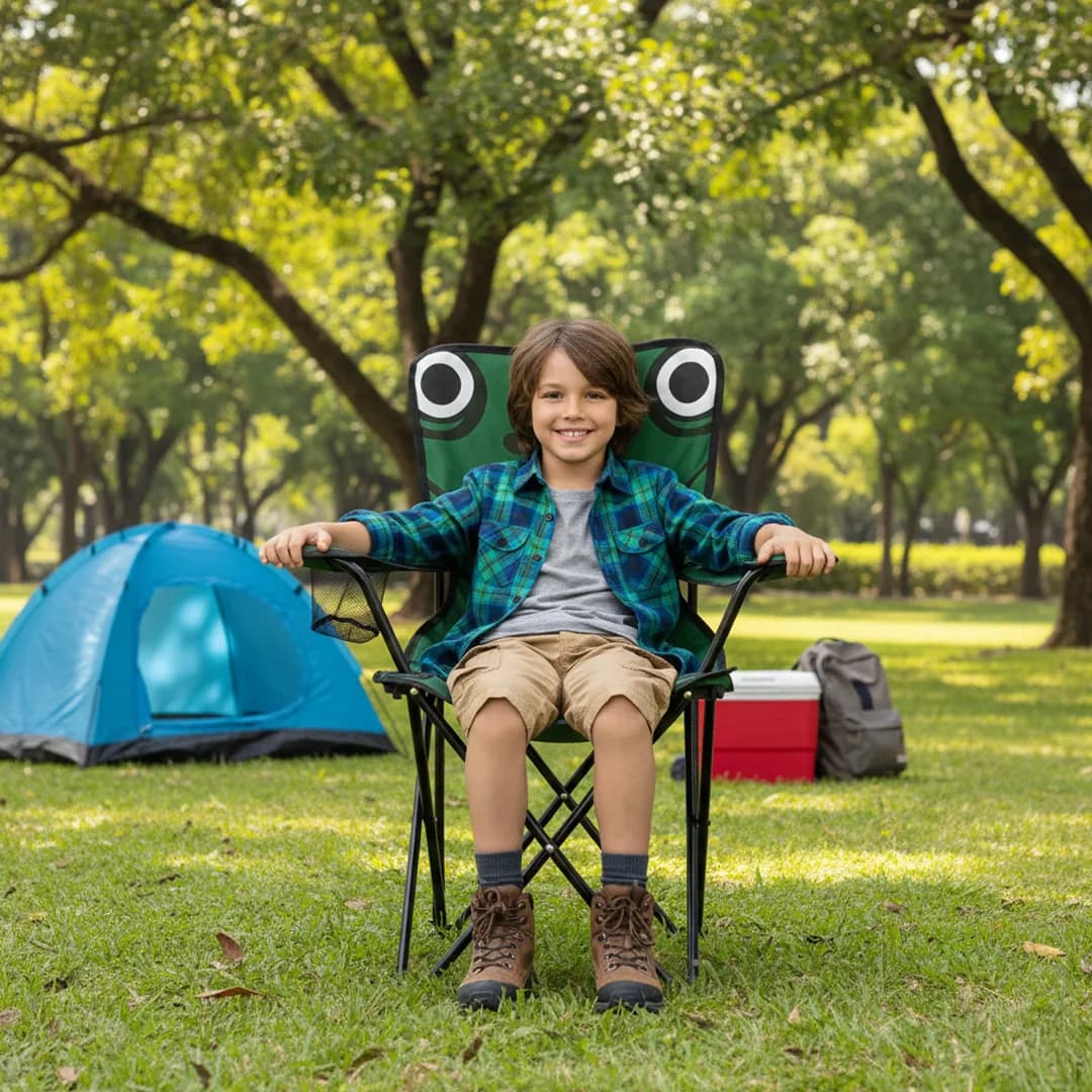 chaise Pliable de Camping pour Enfants Structure En Acier avec Porte-Gobelet et Sac de Transport - كرسي تخييم قابل للطي للأطفال - Vacance & Loisir - صورة 3