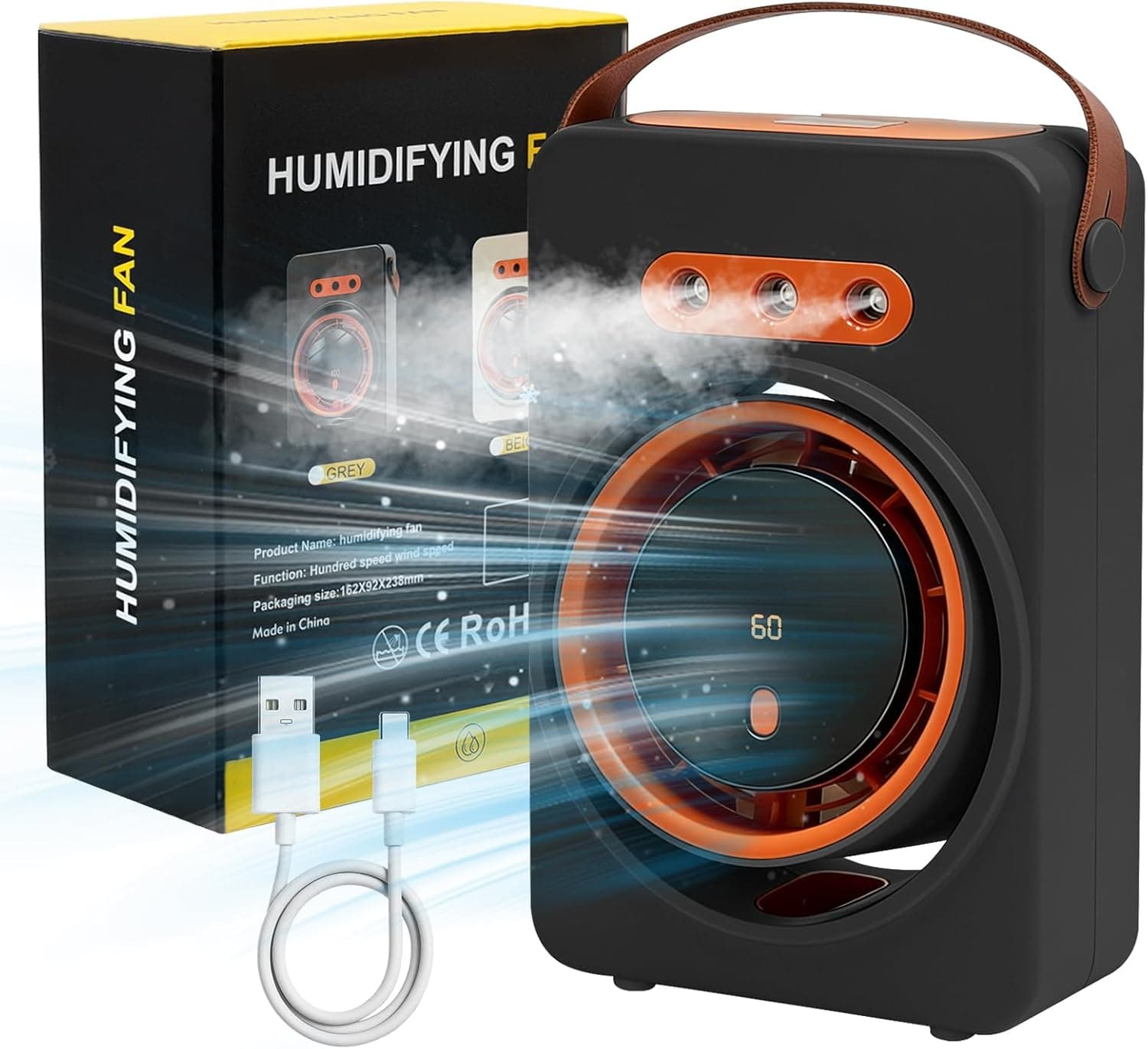 Mini Purificateur et Refroidisseur d'Air Portable 4en1 5 Vitesses - مبرد ومكيف هواء محمول 4 في 1 برذاذ الماء وبطارية قابلة للشحن - Vacance & Loisir - صورة 10