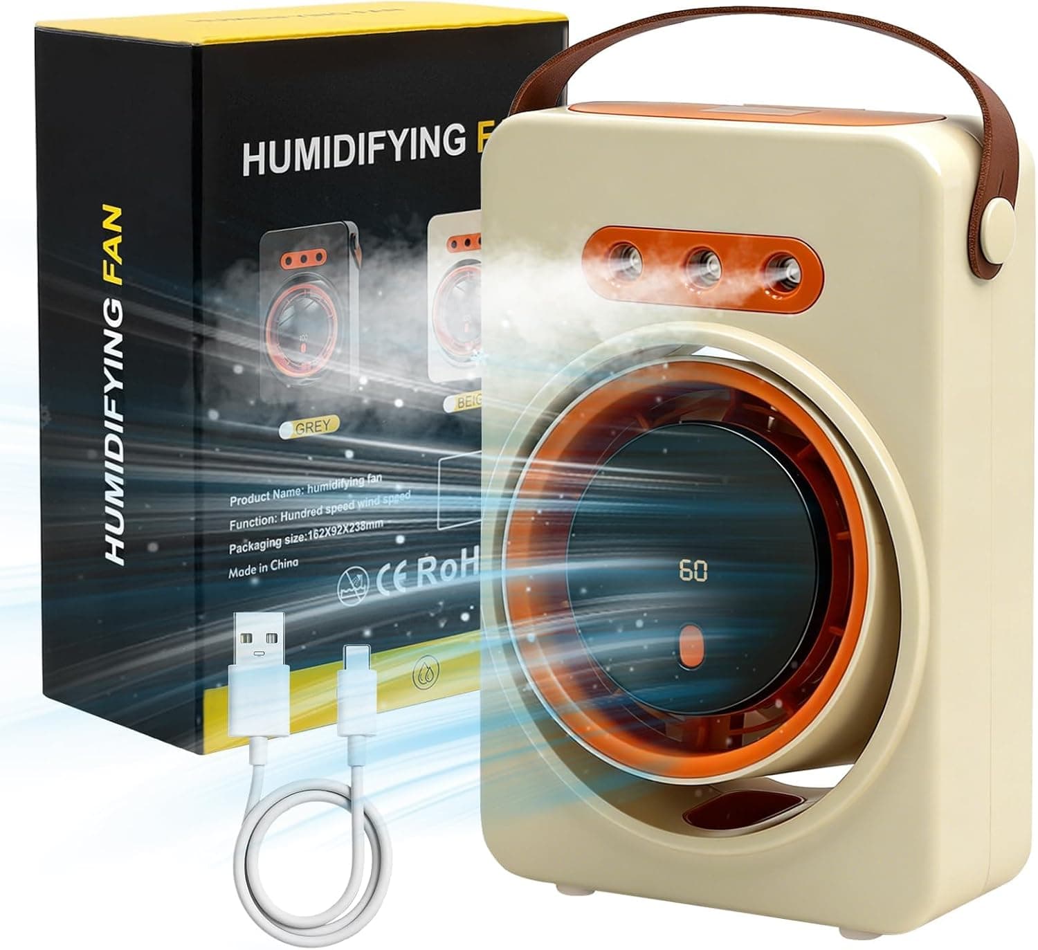 Mini Purificateur et Refroidisseur d'Air Portable 4en1 5 Vitesses - مبرد ومكيف هواء محمول 4 في 1 برذاذ الماء وبطارية قابلة للشحن - Vacance & Loisir - صورة 13