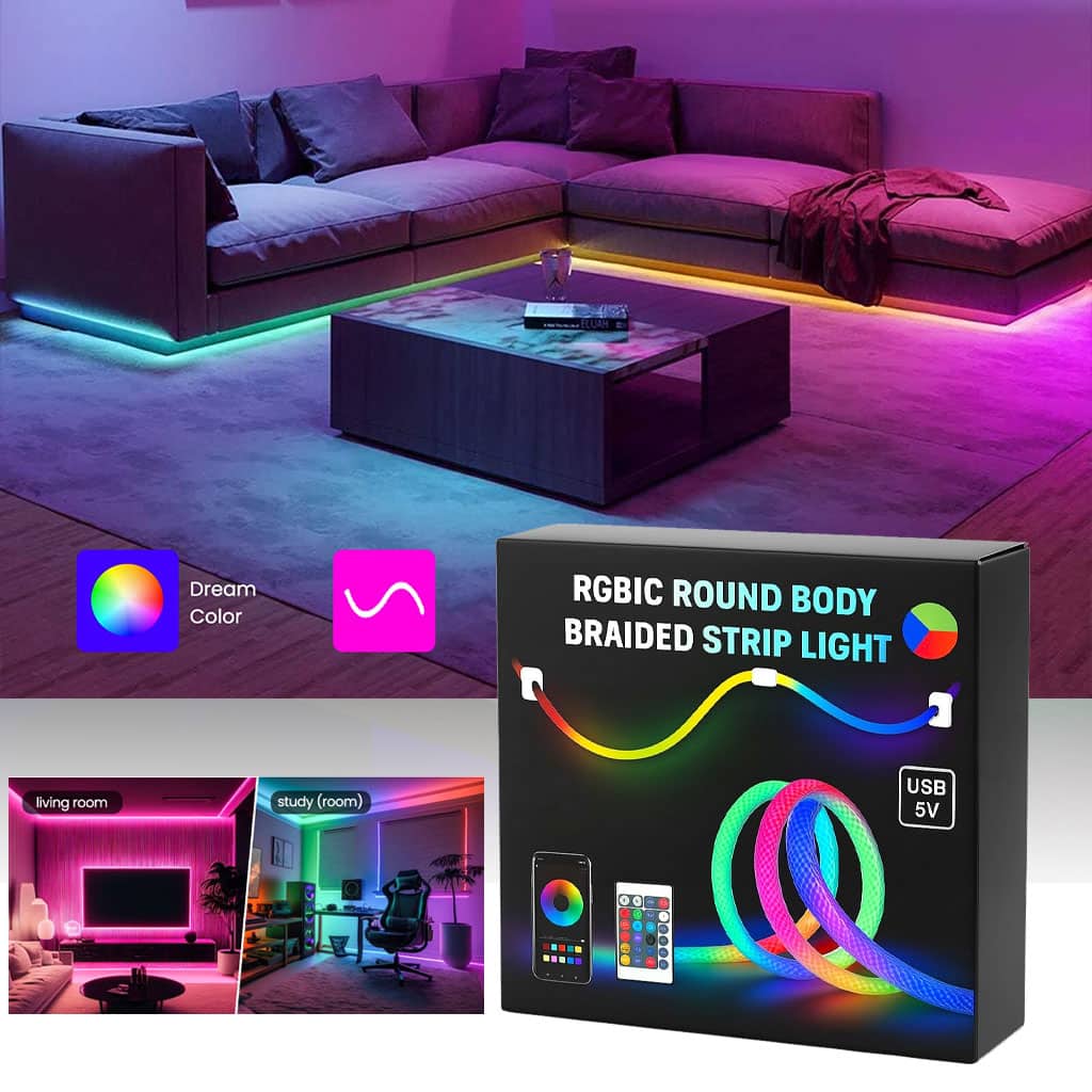 Bande LED RGB tube 360° numérique 3M 16mm USB 5V App Control - شريط إضاءة ملونة بطول 3 متر