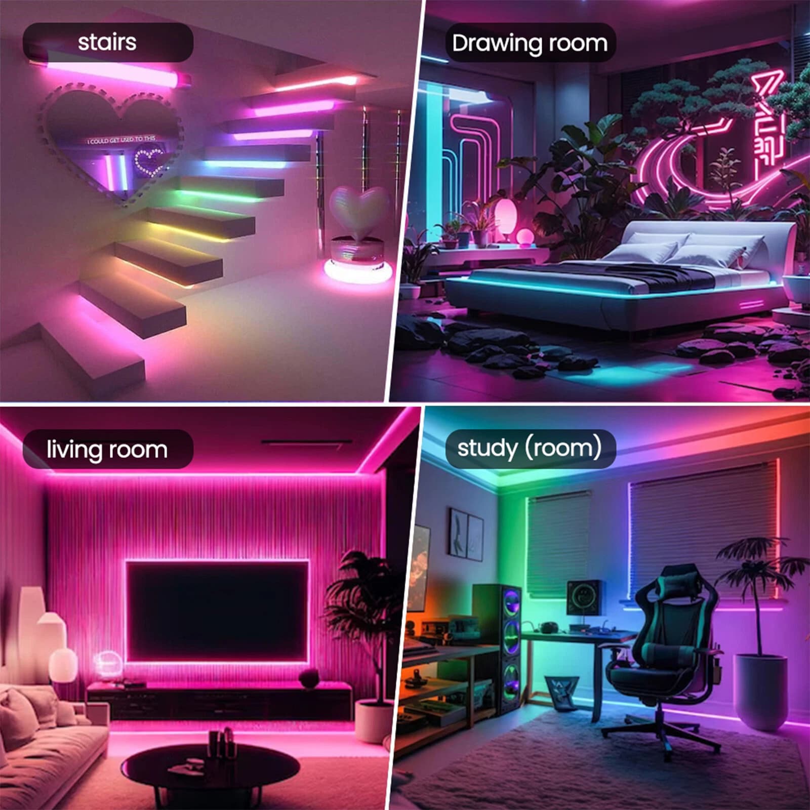 Bande LED RGB tube 360° numérique 3M 16mm USB 5V App Control - شريط إضاءة ملونة بطول 3 متر - Décoration - صورة 6