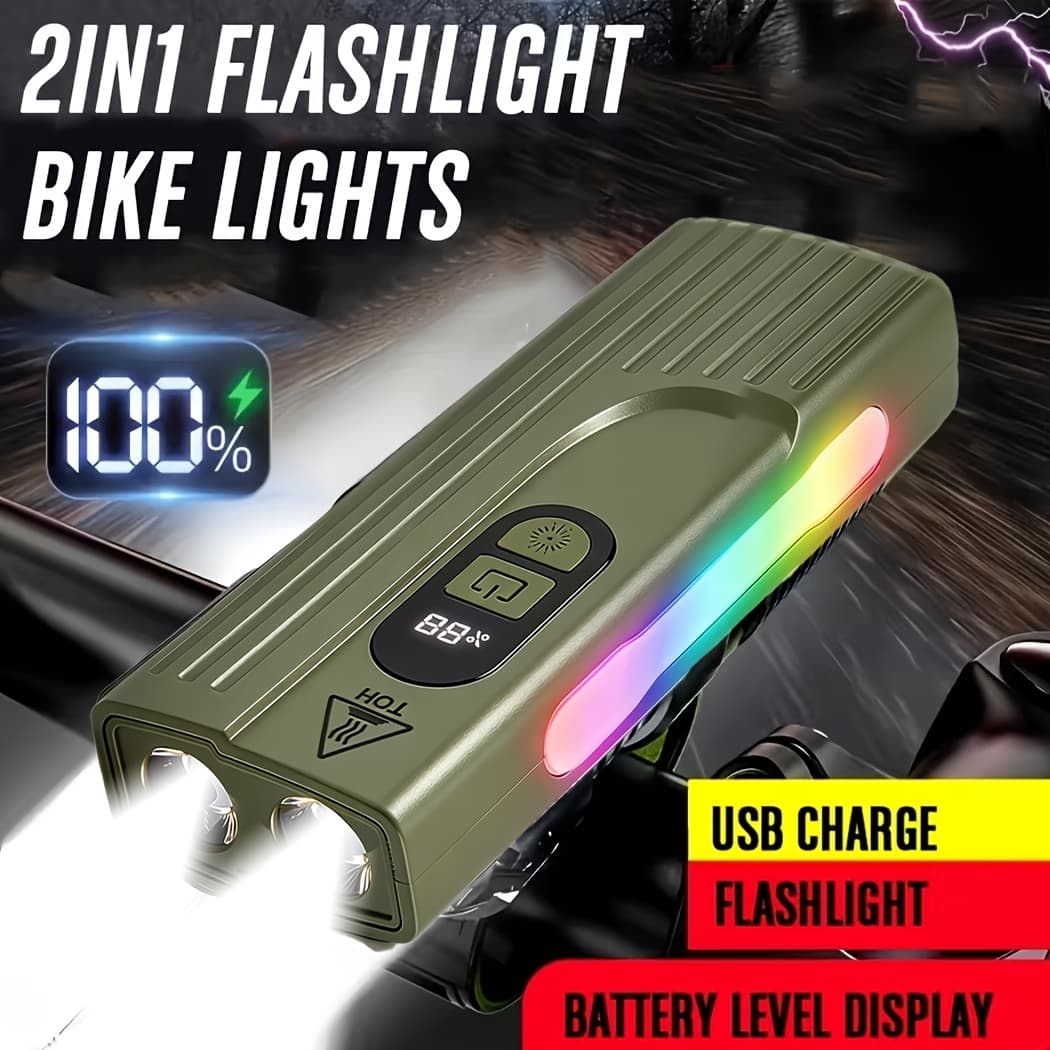 Lampe de Vélo Rechargeable Z-838 Multi-Fonction - Éclairage LED Puissant Lumière Latérale RGB - مصباح دراجة متعدد الوظائف مع إضاءة جانبية ملونة ومغناطيس قوي - Accessoires Auto/Moto - صورة 8