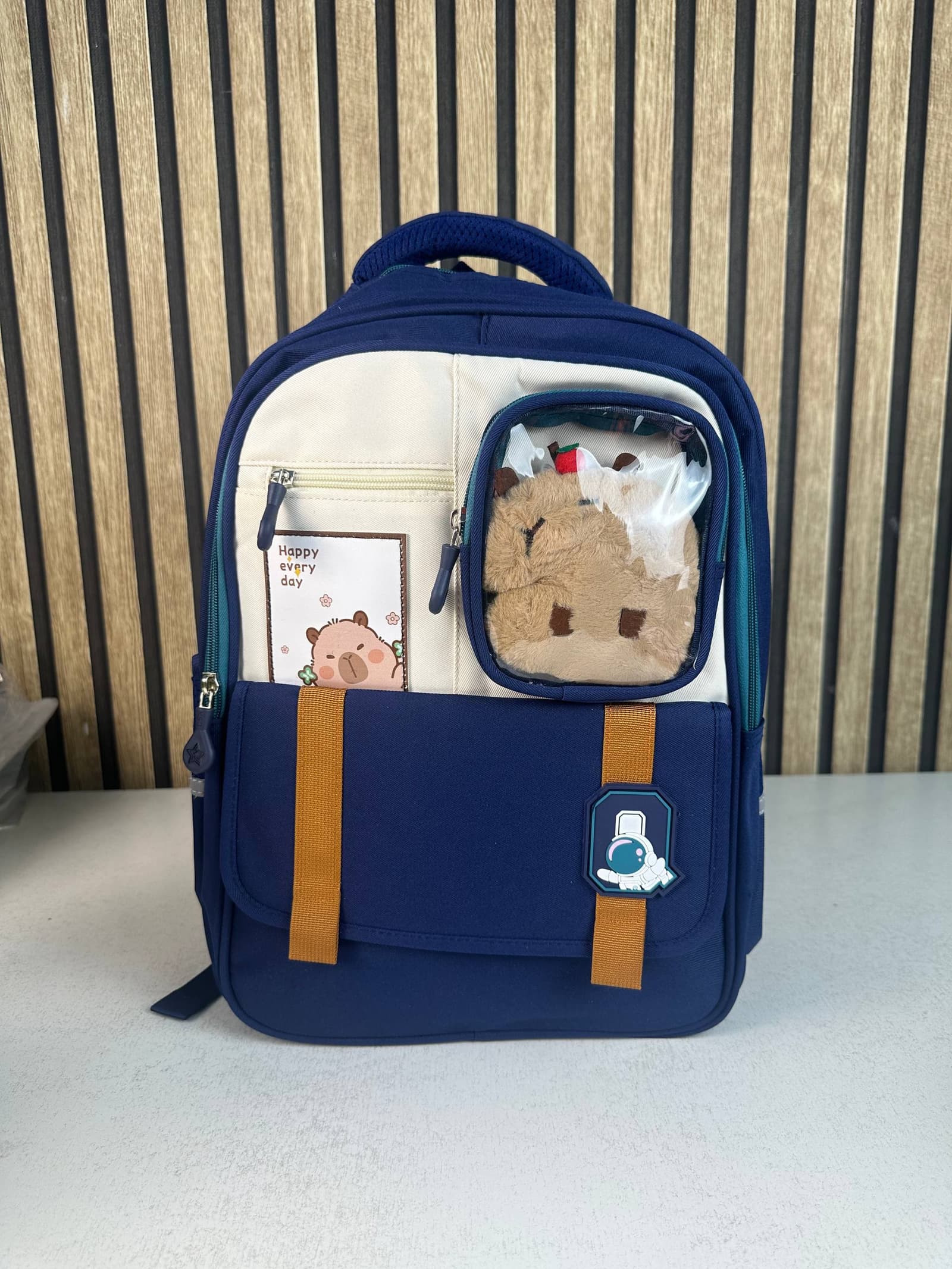 Sac à Dos Scolaire Style Kawaii Grand Volume avec Peluche Incluse Tissu Imperméable Bleu SACKDS04BLG - حقيبة مدرسية بتصميم كاوايي - Sac à dos et Mode - صورة حقيقية 2