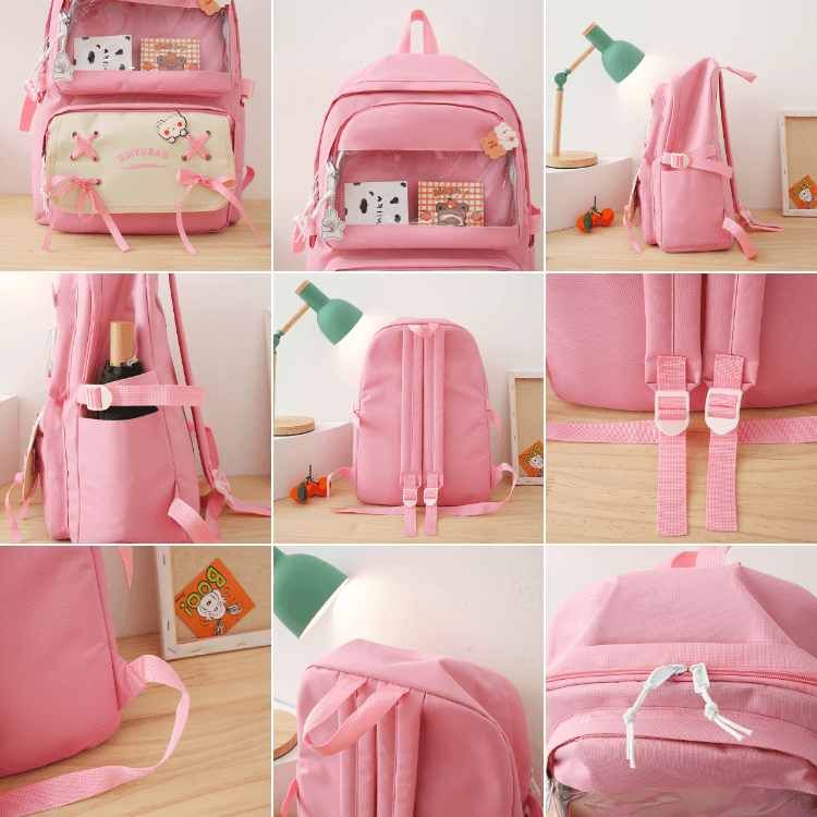 Sac à Dos Multifonctionnel Kawaii Grand Volume Imperméable et Résistant 5Pcs Rose SACKDS11RS - حقيبة ظهر بعدة قطع بتصميم كاوايي - Sac à dos et Mode - صورة 2