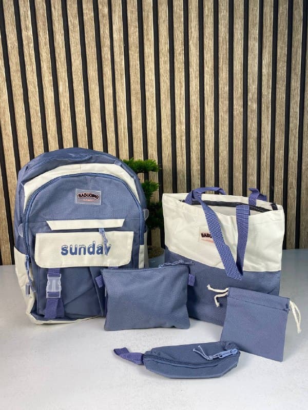 Sac à Dos Multifonctionnel Kawaii Grand Volume Imperméable et Résistant 5Pcs Bleu SACKDS14BL - حقيبة ظهر بعدة قطع بتصميم كاوايي - Sac à dos et Mode - صورة حقيقية 4