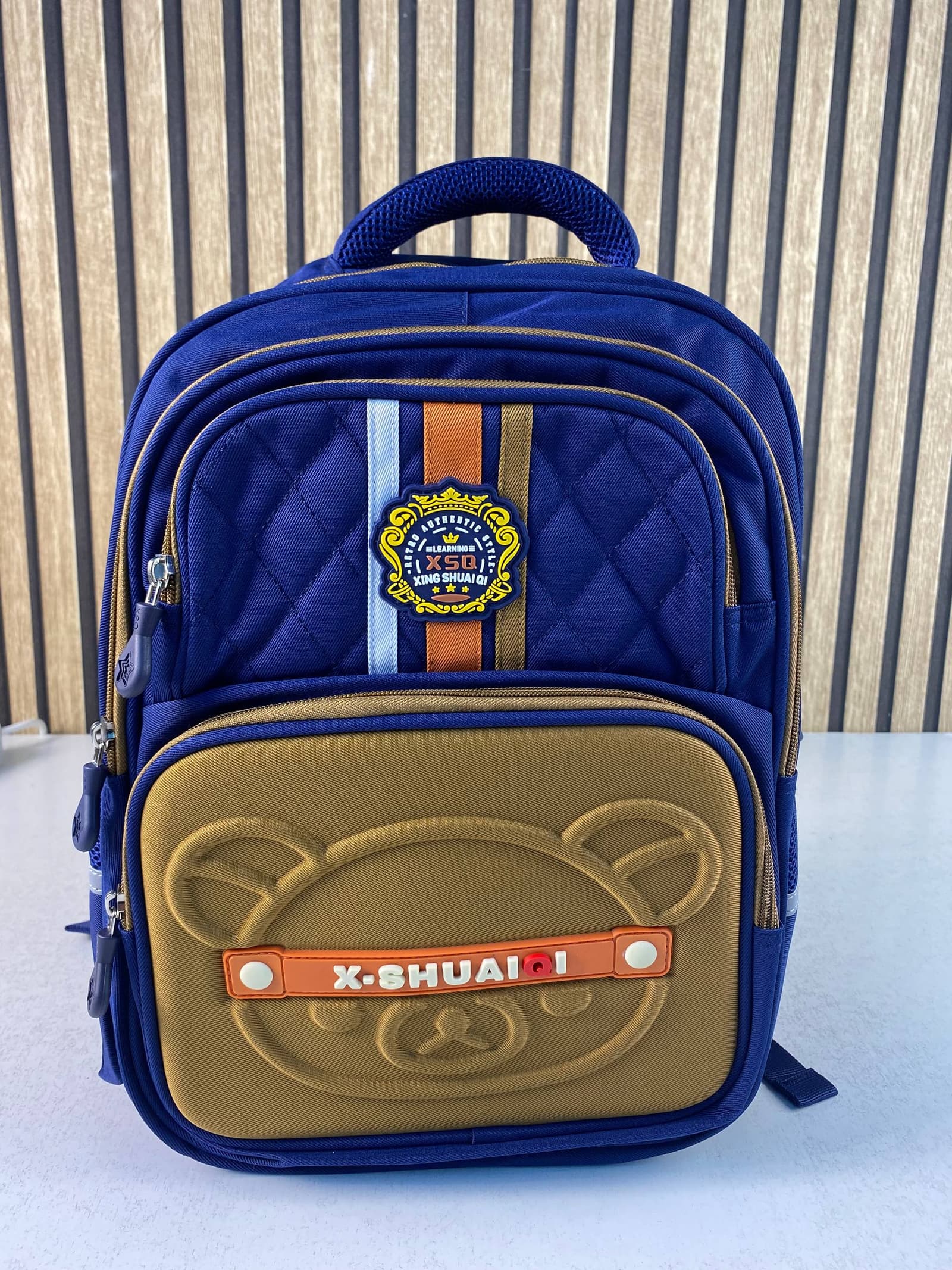 Sac à Dos Scolaire Style Kawaii Grand Volume Tissu Imperméable Bleu et Marron SACKDS18BM - حقيبة مدرسية بتصميم كاوايي - Sac à dos et Mode - صورة حقيقية 3